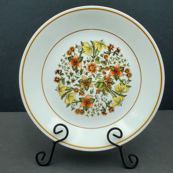 Corelle Indian Summer Lunch Salad Bread Dessert Plate Brown Orange Yellow Flower - Picture 2 of 9